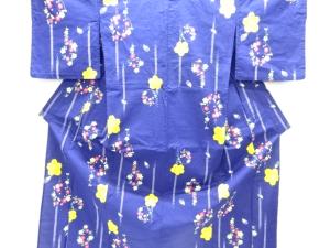 変わり縞に花丸文様浴衣